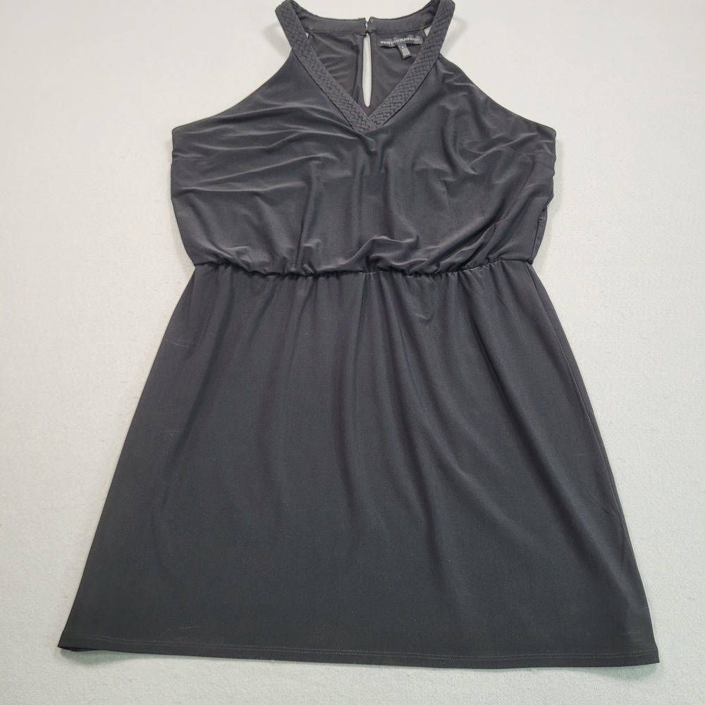 White House Black Market Black Halter Neck Braided Trim Mini Dress Large